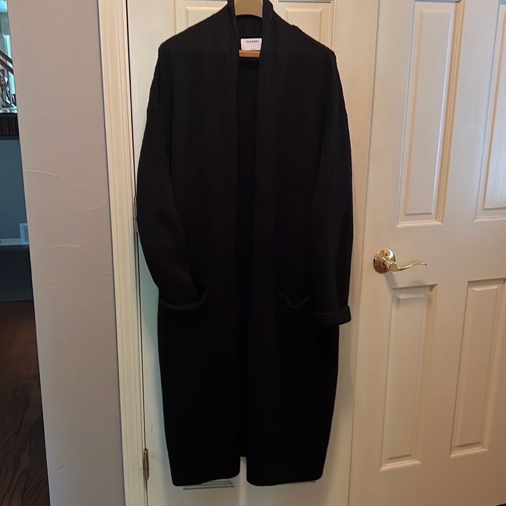 Duster length Old Navy cardigan shawl collar open front cozy